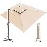 LKINBO Sonnenschirm 300 x 400 cm Rechteckig mit Ständer und Kurbel, Groß...