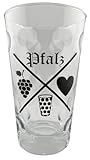 Pfalz Kreuz Dubbeglas 0,5 L - Das Schorleglas für echte Pfälzer und...