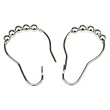 H&S Edelstahl Duschvorhang Haken mit Kugelrollen - 14 Ringe - Rostfreie &...