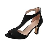 Damen Absatzschuhe Pumps Elegant Peep Toe Sandalen Spangenpump mit Absatz...