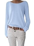 shownicer T-Shirt Damen Elegant U-Boot Ausschnitt Shirts Pullover Basic...