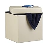 Relaxdays Faltbarer Sitzhocker, Sitzcube mit Stauraum u. Deckel,...