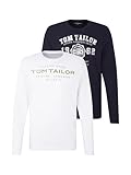 TOM TAILOR Herren Langarmshirt im Doppelpack