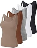 BQTQ 5 Stück Unterhemd Damen Tank Top mit Quadratischem Ausschnitt,...