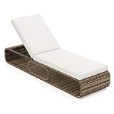 COSTWAY Sonnenliege Rattan, Gartenliege mit Auflage und Verstellbarer...