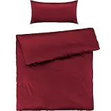Pure Label Mako Satin Bettwäsche rot 135 x 200 cm mit Kissenbezug 40 x 80...