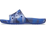 Crocs Unisex Classic Camo Slides Sandal, Blue Bolt/Multi, 7 US Men