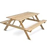 holz4home® Picknickbank aus Holz I Outdoor Sitzbank mit Tisch I...