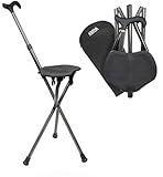 KMINA PRO - Gehstock Kohlefaser mit Sitz, Höhenverstellbarer Griff,...