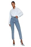 Trendyol Damen Gerade Mama Hohe Taille Jeans
