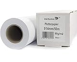 Netuno 1x Weiß Plotterrolle 914 mm x 50 m Plotterpapier 90g / m² Hülse...