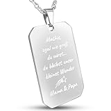 Hanessa Personalisierte Dog Tag Kette mit Gravur in silber - Hundemarke mit...