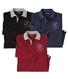 ATLAS FOR MEN - 3er-Pack Poloshirt Herren Langarm - Langarm Poloshirt...