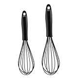 2 Stück Schneebesen, Küchen Schwarz Schneebesen Set, Profi Silikon...