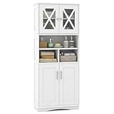 FANTASK schmaler Badschrank, 60 x 30 x 145 cm, Badezimmerschrank mit 3...