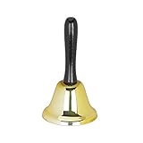 Relaxdays, Gold Tischglocke Handglocke, lauter Klang, Holzgriff, Schule,...