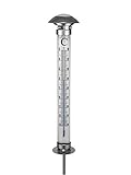 Spetebo XXL Außenthermometer mit Solar Leuchte - 112 cm -...