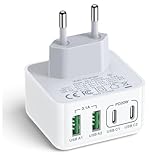 USB C Ladegerät, 40W 4-Port Mehrfach Ladegerät mit USBC und USBA, USBC...