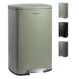 MAXCRAFT Mülleimer 50 Liter aus Stahl Treteimer Abfalleimer mit Inneneimer...