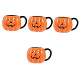 Alipis 4 Stück Halloween Kürbis Keramikbecher mit Griff Dekorative...