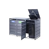 Albatros Mülltonnenbox 3er Tonne | bis 240 Liter | Anthrazitgrau RAL 7016...