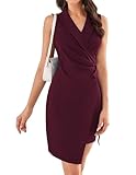 GRACE KARIN Vintage Kleider Damen Elegant V-Ausschnitt Dunkelrot Bodycon...