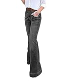 Generisch Jeans High Waist Damen Flared Jeans High Waist Schlaghose Baggy...