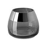 Fink grauer Teelichthalter Ø 11 cm kleiner gläserner Kerzenhalter mit...