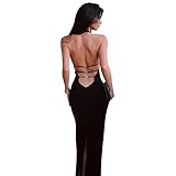 KOEMCY Damen Kleider Sexy Rückenfrei Kleid Neckholder Knielang Abendkleid...