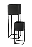 Spetebo Metall Blumentopf Ständer 2er Set schwarz für Außen - 58 / 37 cm...