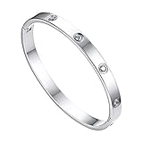 JewelryWe Schmuck Damen Armreif Edelstahl Zirkonia einfache Stil Liebe...