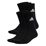 adidas Unisex Cushioned Sportswear Crew Socks 6 Pairs, Black / White, 40-42