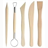 Longivia® 5 Stück Ton Werkzeug Set aus Buchenholz - Töpfern Zuhause oder...