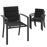 JUMMICO Garten Stapelstühle mit Armlehnen, Aluminium Outdoor Garten...