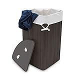 Relaxdays Eckwäschekorb Bambus, faltbare Wäschebox 60 l, platzsparend,...