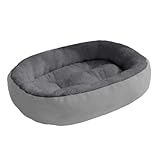 Hundebett, extra groß, weiches Plüsch, oval, mit Nackenrolle, rutschfeste...
