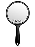 OMIRO Handspiegel, Doppelseitiger Handspiegel mit 1X/15X Vergrößerung und...