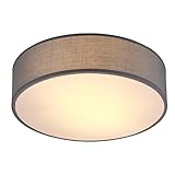 MONZANA® Deckenlampe Stoff Wohnzimmer Schlafzimmer E27 Grau 38cm Rund...