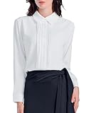 Womens Button Down Shirts Langarm Kragen Kleid Arbeit Blusen Casual Chiffon...