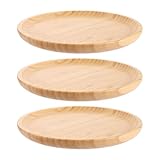 WOPPLXY 3 Stück Holztablett Rund, Durchmesser 25 cm Tablett Rund Holz,...