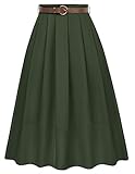 Damen Faltenrock Elegant A-Linie High Waist Rock Midi Skirt mit Taschen...