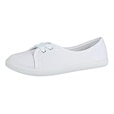 Elara Damen Ballerinas Schnürer Flach Chunkyrayan BD1413 Weiss-39