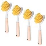 4 Stück Spülbürste, Schrubbürste, Holz-Spülbürste mit rutschfestem...
