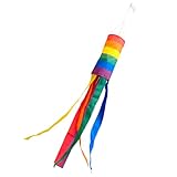 QZKJQDD Regenbogen Windsack, Windsack für Draußen, 88 x 13 cm, Winddicht...