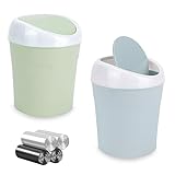 QLFJ-FurDec 2 Stücke Mini Mülleimer, Tischmülleimer mit Schwingdeckel...