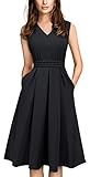 HOMEYEE Damen Vintage 50er Ärmellos Cocktail Retro mit Pocket Flared Kleid...