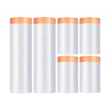 Abdeckfolie mit Klebeband 6 Stück, 120M Abklebeband Maler, Malerfolie (55...