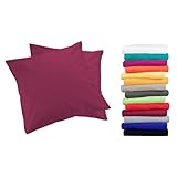 Moon 2er Pack Luxury Linon Kissenbezug 100% Baumwolle-beere-40x40