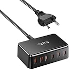 -Schnellladegerät, Reise-Ladegerät für Mobiltelefone, 120 W, 6 Ports,...