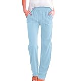 Sommerhose Damen Leicht Baumwolle Leinenhose Damen Sommer Musselin Hose Mit...